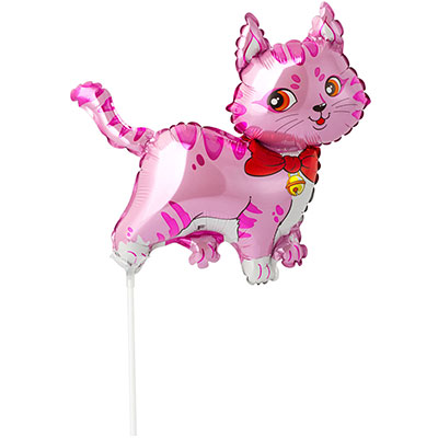 Шарики из фольги Шар Мини фигура Кошечка с бантом розовая