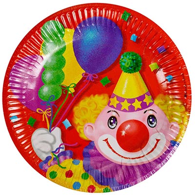 Тарелка Клоун с шарами 17см 6шт