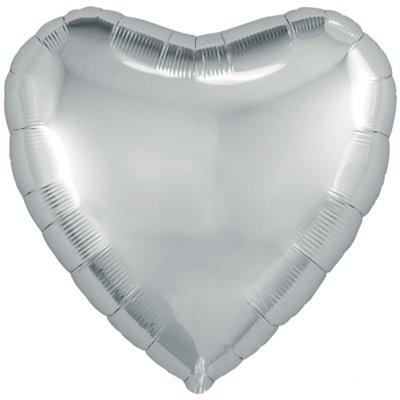 Шарики из фольги Шар сердце 45см Металлик Silver
