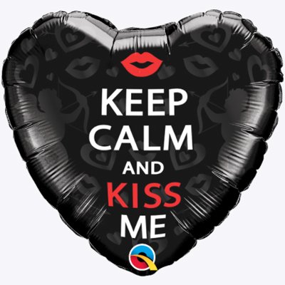П 18" Keep calm & kiss me сердце черное