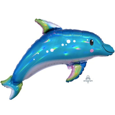 Шарики из фольги Шар фигура Дельфин голубой переливы