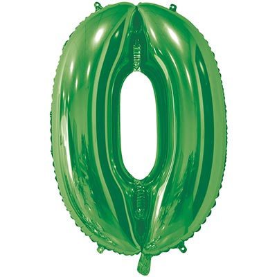 Шарики из фольги Шар цифра "0", 66см Green