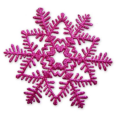 Декорации подвески Снежинка пластик блеск розовая, 16 см