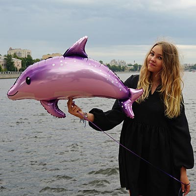 Шарики из фольги Шар фигура Дельфин милый розовый