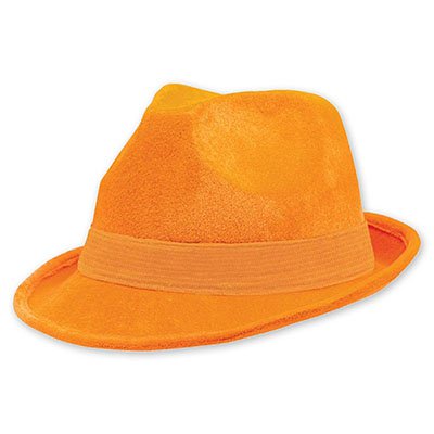 Шляпа-федора велюр Оранжевая