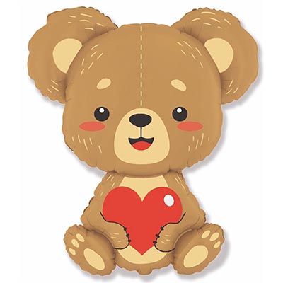 Шарики из фольги Шар фигура Медвежонок с сердцем