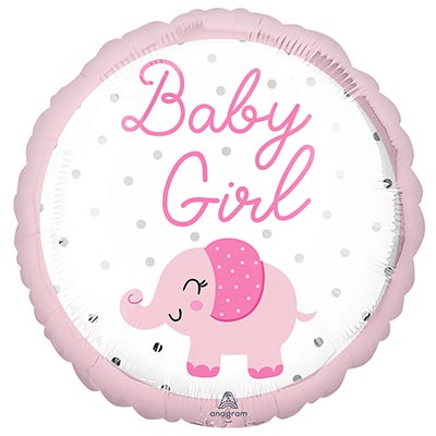 Шар 43см BABY GIRL Слоник розовый
