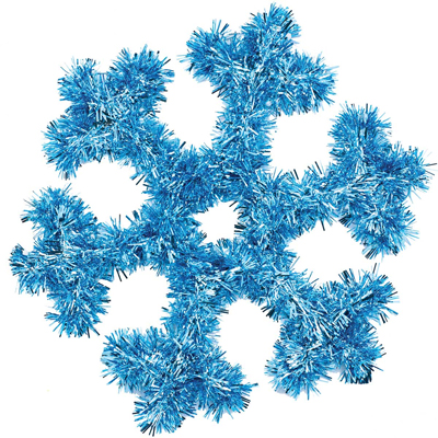 Декорации подвески Снежинка мишура подвесная голубая 30 см