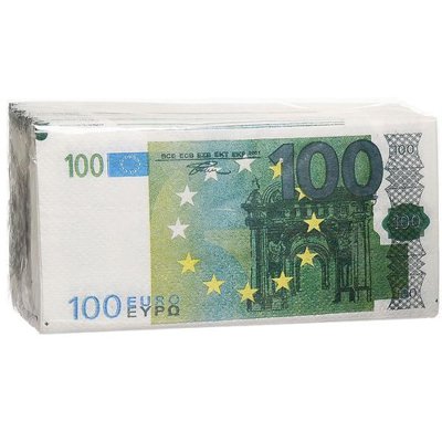 Салфетки бумажные Пачка денег 100 евро