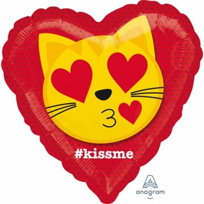Шар 45см KISS ME Кот влюбленный