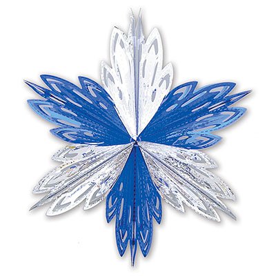 Декорации подвески Украшение Снежинка 1 сереб/синяя, 40см