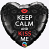  П 18" Keep calm & kiss me сердце черное 1202-2688