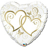 Свадьба Бабочки Шар 36" Сердца переплетенные Gold 1203-0548