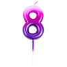 Розовая Свеча -цифра "8" Омбре розов/фиолет 6смG 1502-6384