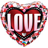  Шарик 45см Сердце LOVE Треугольники 1202-2262