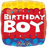 Happy Birthday Шар 18", 45см, BIRTHDAY BOY квадрат 1202-2450