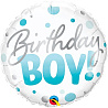 Happy Birthday Шарик 45см Birthday Boy круги голубые 1202-3668