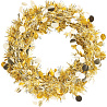 Новый год Венок мишура подвесной золотой, 30 см 1505-1691