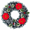 Новый год Венок Рождест зел/бел Пуансеттия ягоды/G 1501-6752