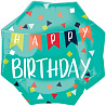 Happy Birthday Шар фигура HB Треугольники разноцветные 1207-3597