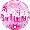 День рождения Шары Шар BUBBLE 22" H. Birthday Искры розовый 1202-2901