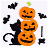 Вечеринка Хэллоуин Наклейка гелевая HWN Черный кот и тыквыG 1501-6490