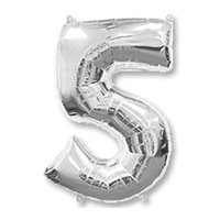 Шарик цифра "5", 101см Silver