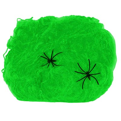 Декорации подвески Паутина зеленая с 2мя пауками 1х1м