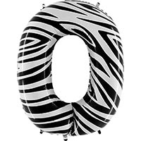 Шар цифра "0", 101см Zebra