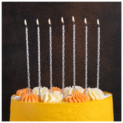 Свечи для торта Серебряные 17см 24шт