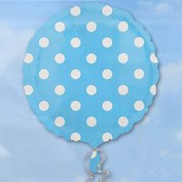 Шар 18", 45см, Горошек белый на голубом