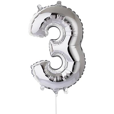 Шар цифра "3", 40см Silver под воздух