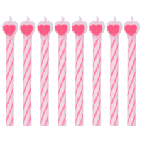 Свечи для торта с сердцем розовые, 8 шт