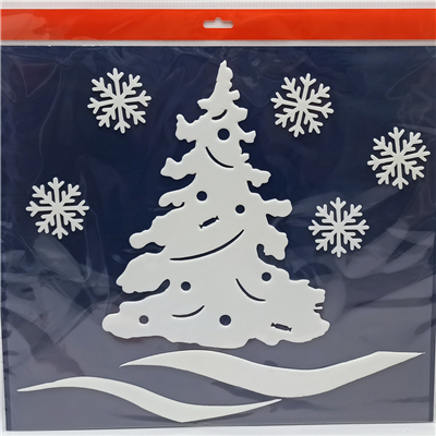 Наклейки на окно Новый Год Елка Снежинки