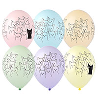 Шары 35см с рис. Котики серьезные