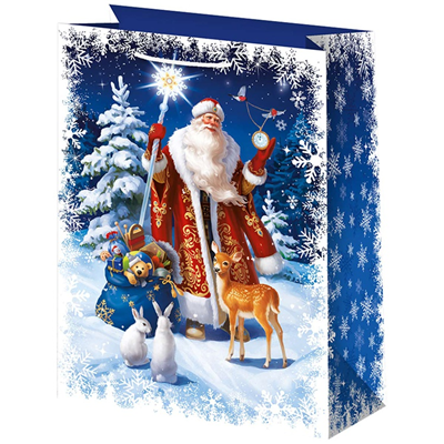 Новый год Пакет бум Дед Мороз в лесу 41х56см 1509-1184