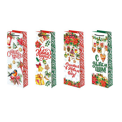 Пакеты бумажные с Новым Годом 12х36см