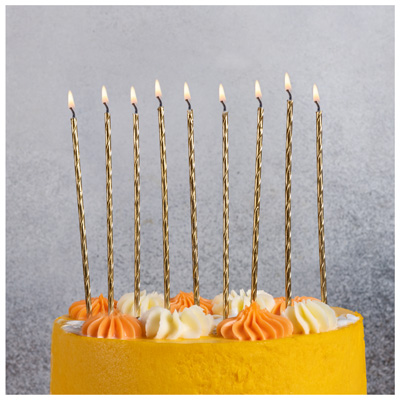 Свечи для торта Свечи для торта Золотые 17см 24шт