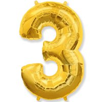 Шарик цифра "3", 101см Gold