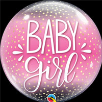 Шар BUBBLE 56см Baby Girl конфетти
