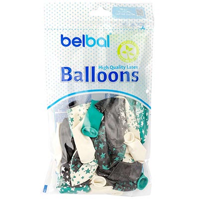 Шары с рисунком 36см Звезды бирюза