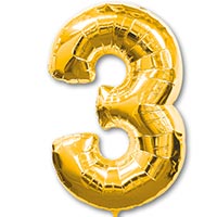 Шар фигура цифра 3 Gold