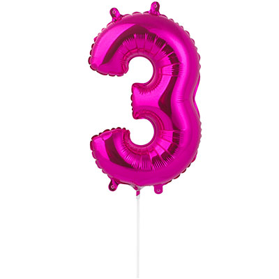 Шар цифра "3" 40см Fuchsia под воздух