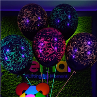 Шары 35см чёрные с рис. Мрамор неоновый