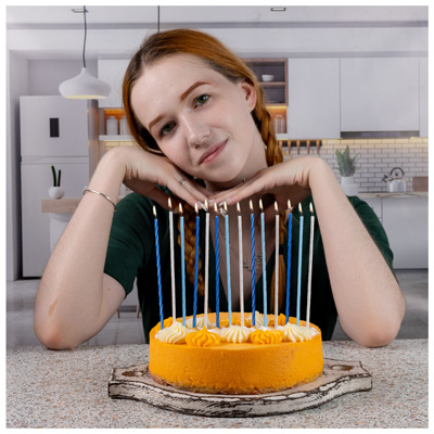 Свечи для торта Голубой Микс 17см 24шт