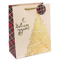 Пакет бум подар СНГ Елка золот 18х23см