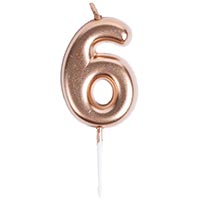 Свеча -цифра "6" Розовое золото 4,5см