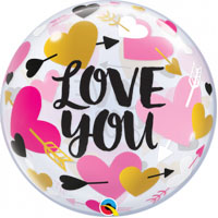 Шар BUBBLE 22" ILY Сердца со стрелами
