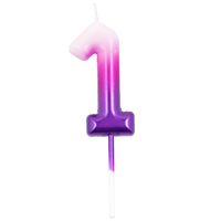 Свеча -цифра "1" Омбре розов/фиолет 6смG