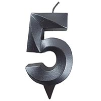 Свеча-цифра "5" Грань черный жемчуг 7см